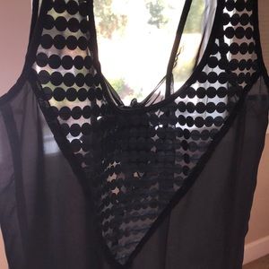 Black tank blouse with leather dot detail